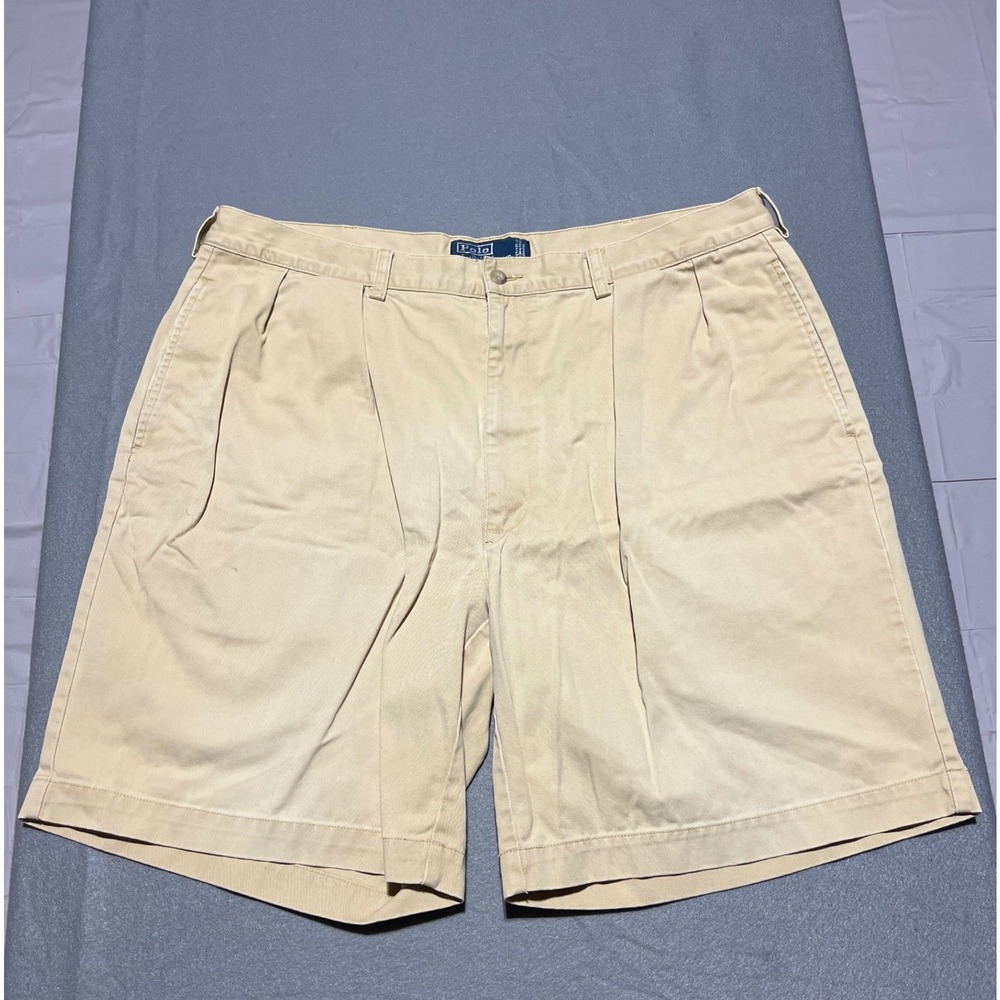 Polo Ralph Lauren Tyler Short Mens 40 Khaki Tan Pleated Cotton Chino Shorts